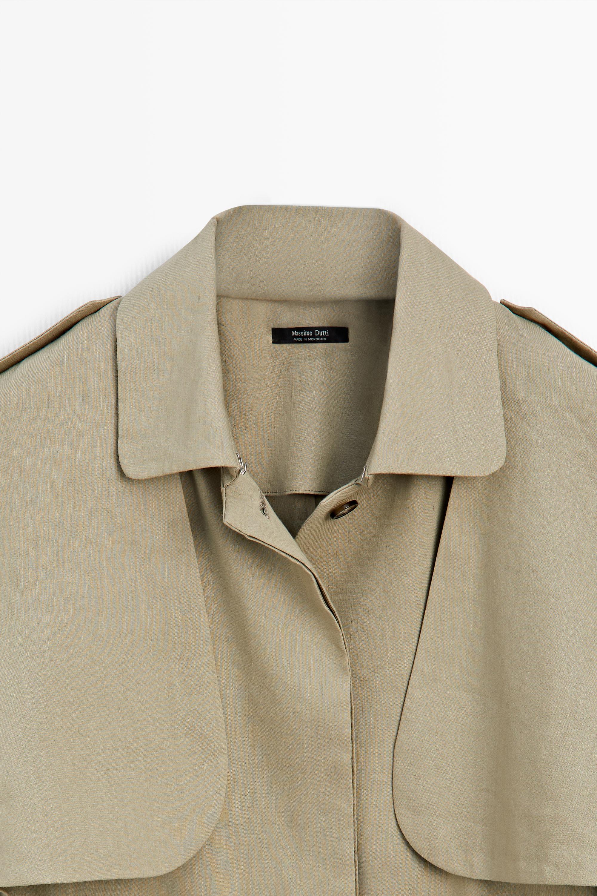 Linen blend short trench coat - STUDIO